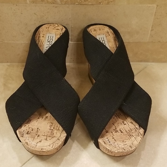 Esprit Shoes - ESPRIT Sz 7 Black Criss-Cross Wedges